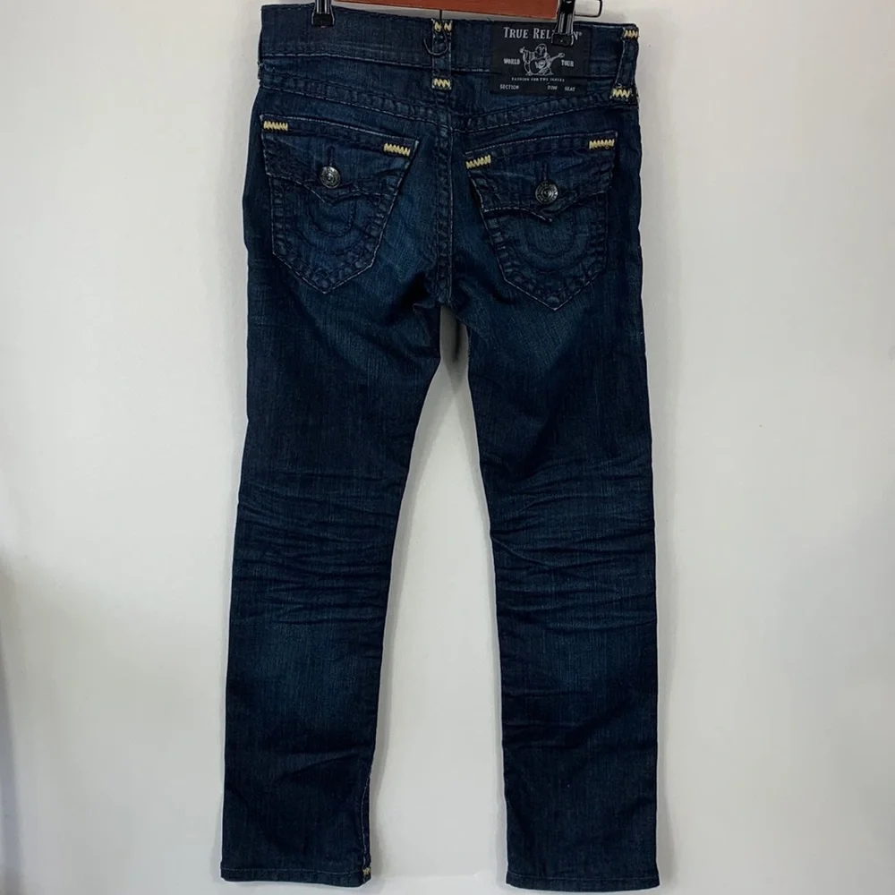 True Religion Ricky Relaxed Straight‎ Jeans Women’s Blue Dark Wash Denim Size 28 - Picture 13 of 16